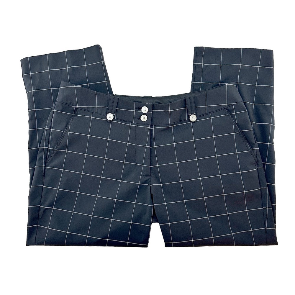 NIKE GOLF Dri-Fit Women's Audrey Capri Pants • 8 • window pain plaid, black